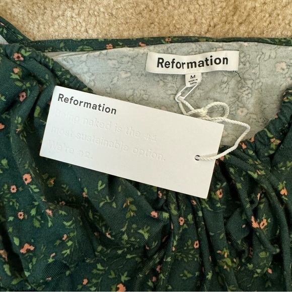 Reformation Anjeline Coriander Greeb Floral Mini Dress Size Medium - Picture 9 of 14